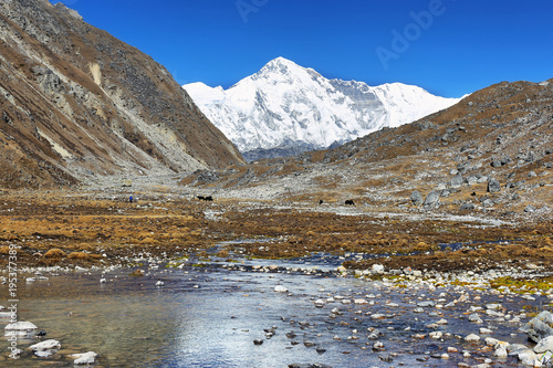 View of mount Cho Oyu from Gokyo, Nepal