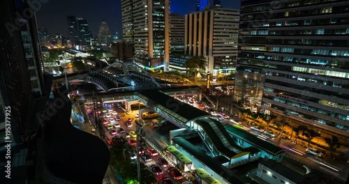 Time lapse of Bangkok urban cityscape at night.