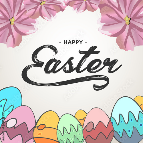 Happy Easter lettering greeting text vector illustration. Happy easter image