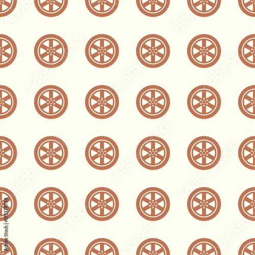 Car wheel vector illustration on a seamless pattern background