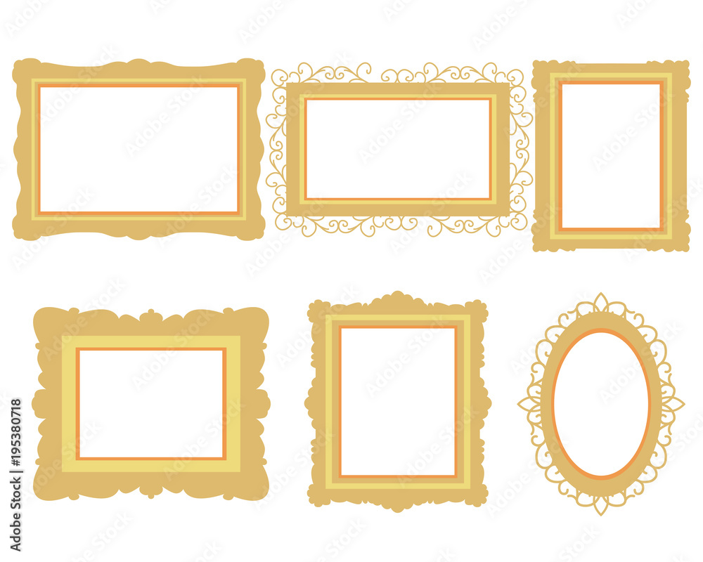 Set of picture frame isolated on white background. Flat design. Vector illustration