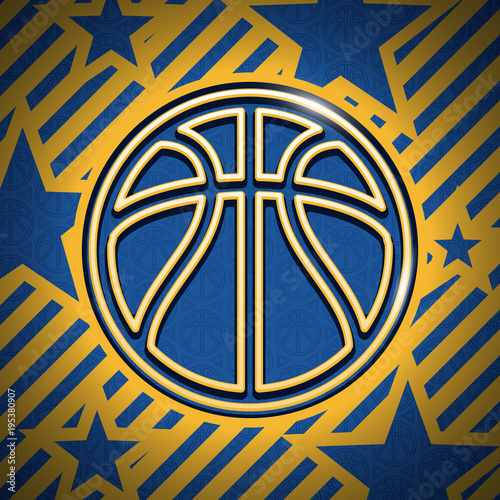 Modern blue and yellow basketball background ball pattern vector sport illustration