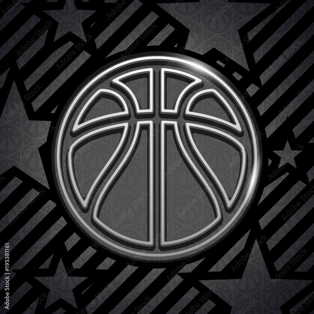 Obraz premium Modern black and silver basketball background ball pattern vector sport illustration