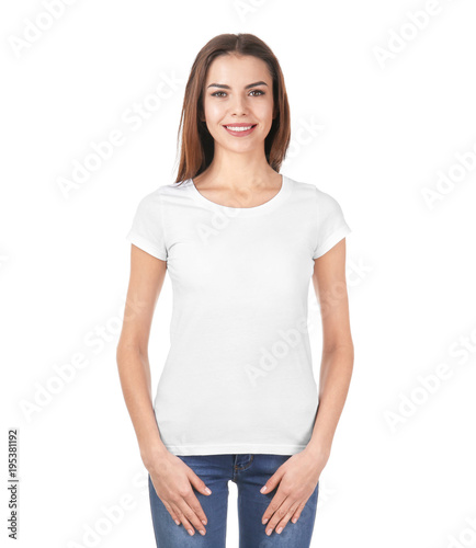 Young woman in stylish t-sh...