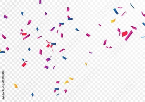Colorful confetti, isolated on transparent background