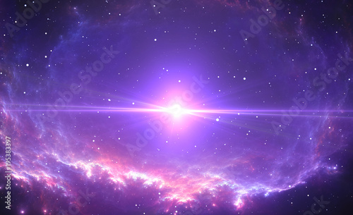 Fototapeta Naklejka Na Ścianę i Meble -  The bright star, supernova in the center of the nebula