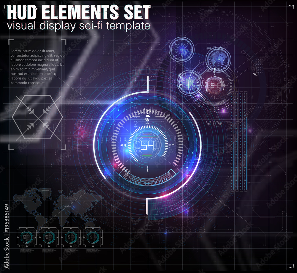 Vetor de HUD UI. Abstract virtual graphic touch user interface ...