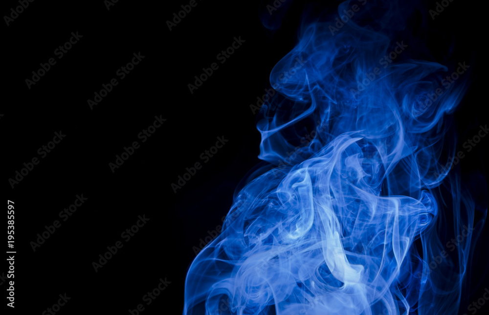 Blue smoke on black background Blue smoke on black background