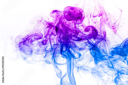 Colored smoke on white background