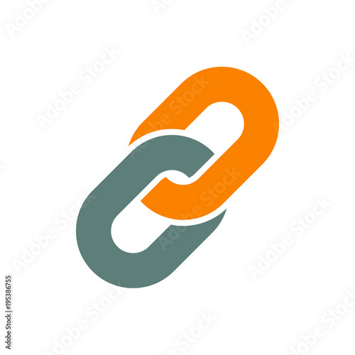 Icono plano cadena en gris y naranja