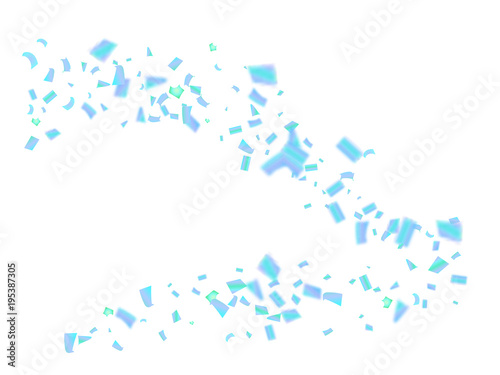 Sparkling Winter Vector Blue Tinsel Confetti. Birthday  Christmas  New Year Party Celebration Firework Decor. Falling Down Fairy Festival Blue Foil Tinsel Vector Confetti. Modern Gift Voucher Border