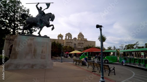 Wide shot of statue of El Cid in Balboa Park, San Diego, California. photo