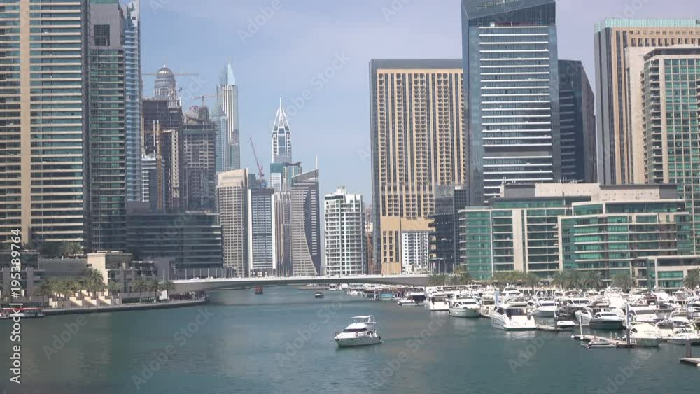 Yacht sailing in the downtown of Dubai. Yacht sailing in the downtown of Dubai.