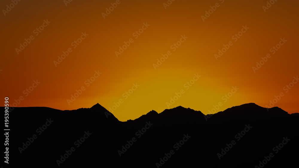 mountain silhouette in the Negev desert in Israel at sunset sunrise