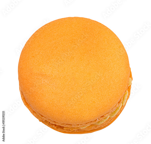 Macaron  orange isolated on white background with clipping path