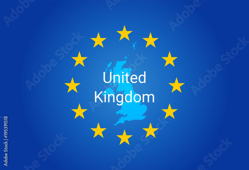 EU - European Union flag and Map of United Kingdom. vector