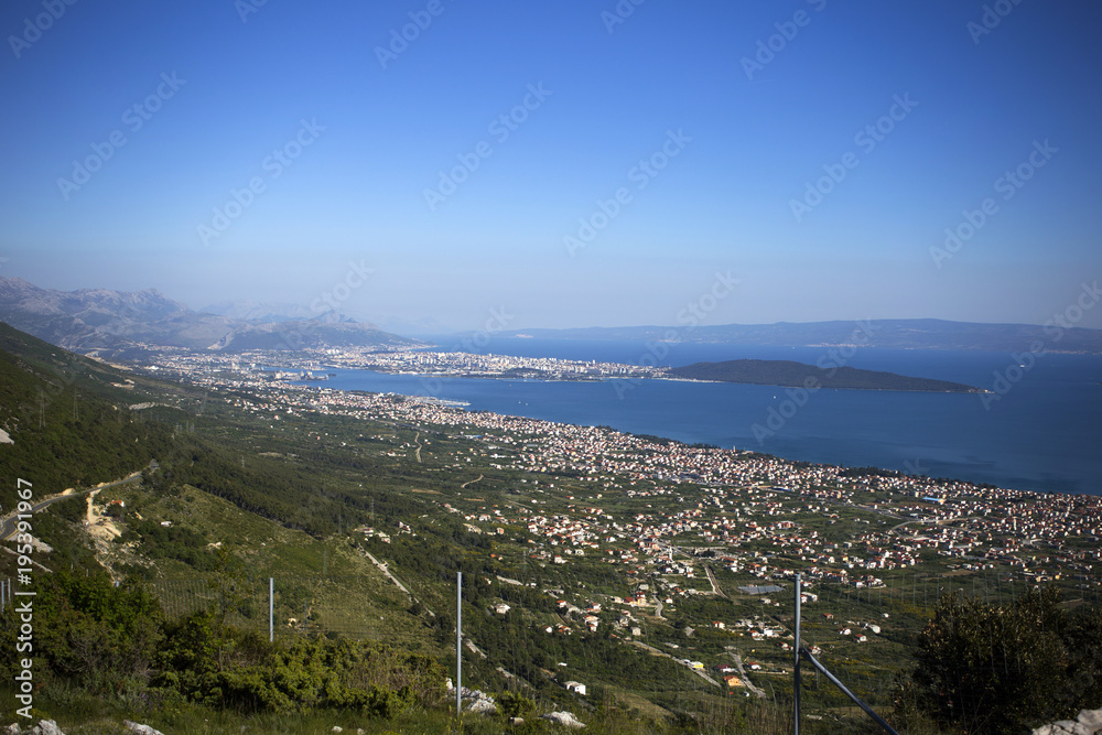 View from Kozjak mountain above Kastela and near Split and Trogir, Croatia