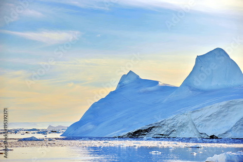 Greenland. Giant icebergs near the village of Ilulissat