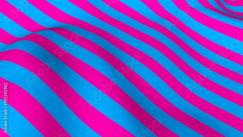 Abstract bright background with waving of colorful stripes, 3d rendering backdrop