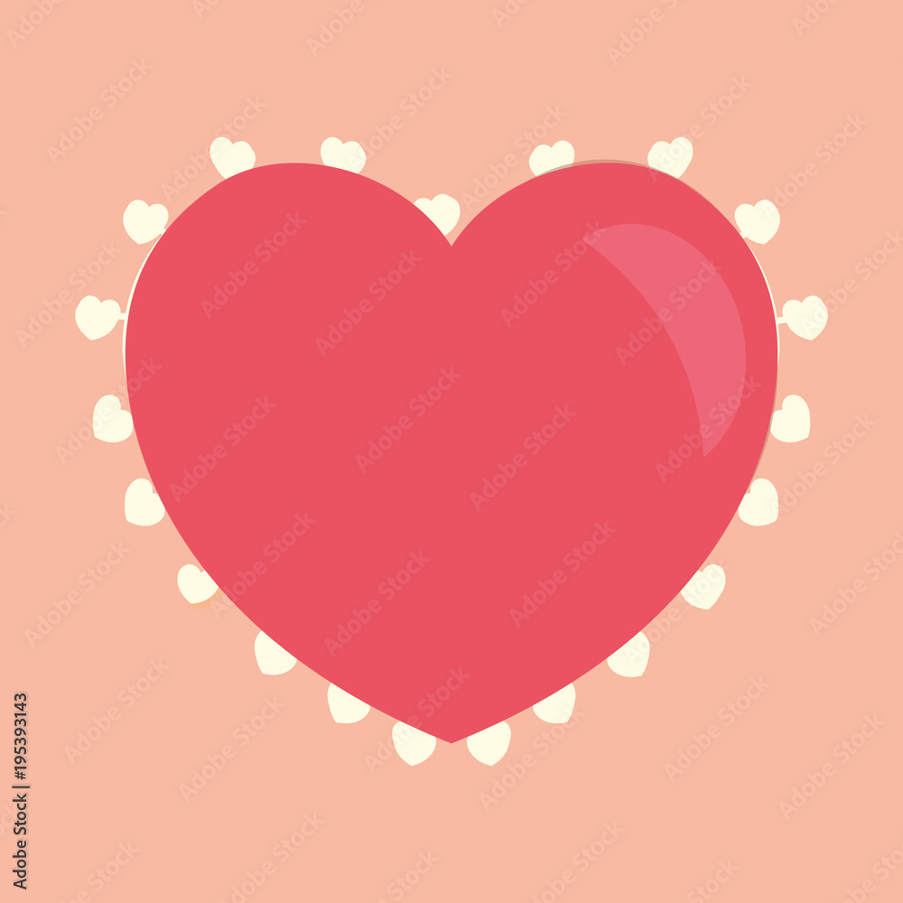 heart with white little hearts around over pink background, colorful design vector illustration