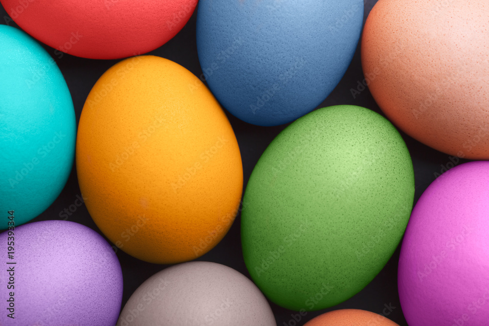 Top view of colorful Easter eggs Top view of colorful Easter eggs