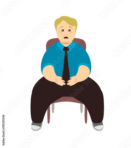 Overweight man sitting on a chair