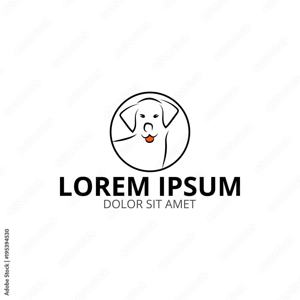 Dog logo and icon design concept template