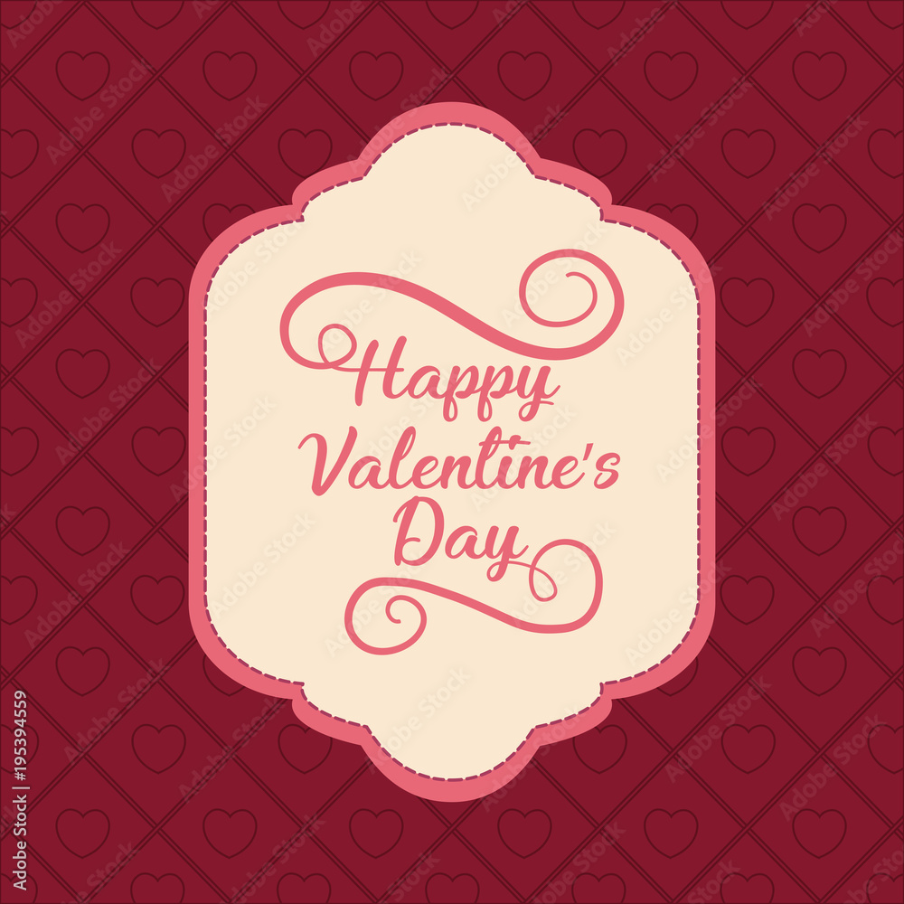 Happy valentines day design with decorative frame over red background, colorful design vector illustration