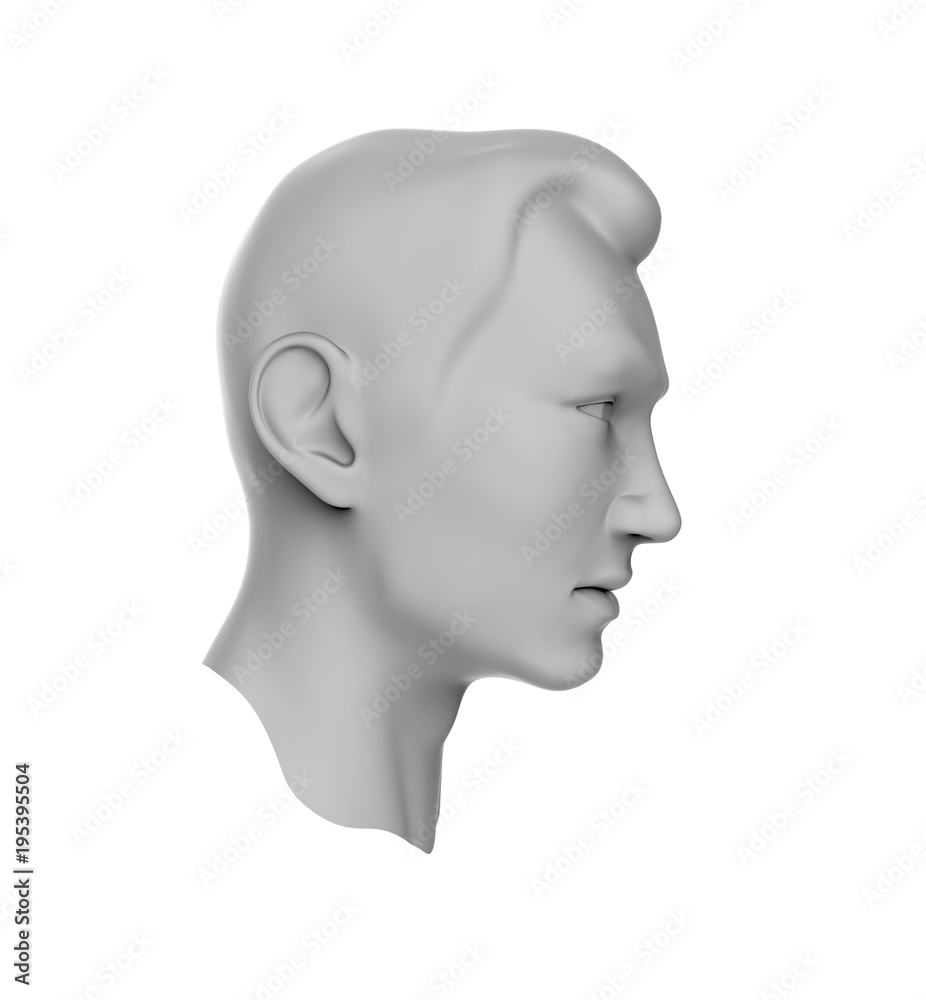 3d render of a gray male head. Isolated on white 3d render of a gray male head. Isolated on white