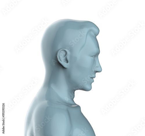 3d render of a gray male head. Isolated on white