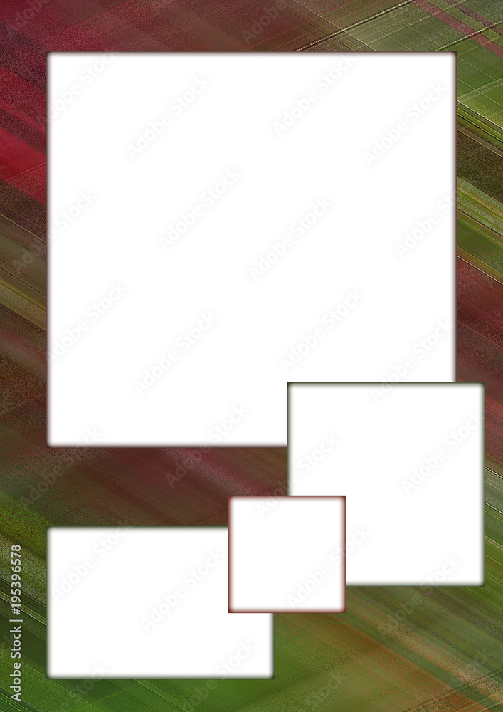 Vertical mock up template. Border with four white text boxes. Background with green, bordo lines. Frame for greeting cards, postcards, scrapbooking, photo albums, posters, flyers. Size A4 Vertical mock up template. Border with four white text boxes. Background with green, bordo lines. Frame for greeting cards, postcards, scrapbooking, photo albums, posters, flyers. Size A4