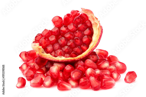 Part pomegranate fruit isolated.