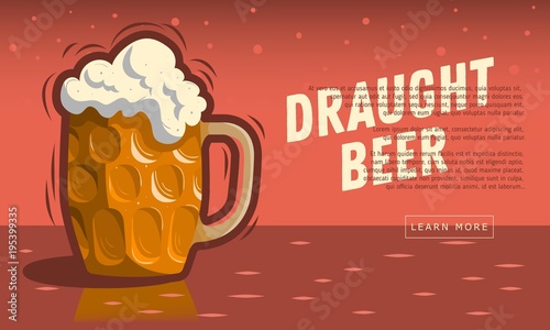 Glass Mug Of Draft Beer With Foam.