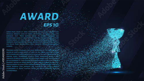 The award of the particles. Sports trophy consists of circles and points. Vector illustration