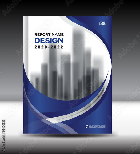 Annual report brochure flyer template, Blue cover design, business advertisement, magazine ads, catalog vector layout in A4 size
