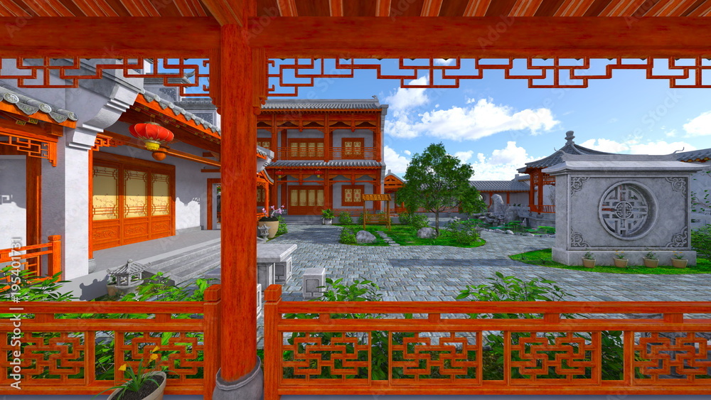 Obraz premium 中国式住居と中庭