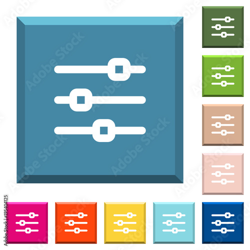 Horizontal adjustment white icons on edged square buttons