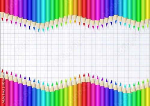 crayons coloured pencils on checkered sheet