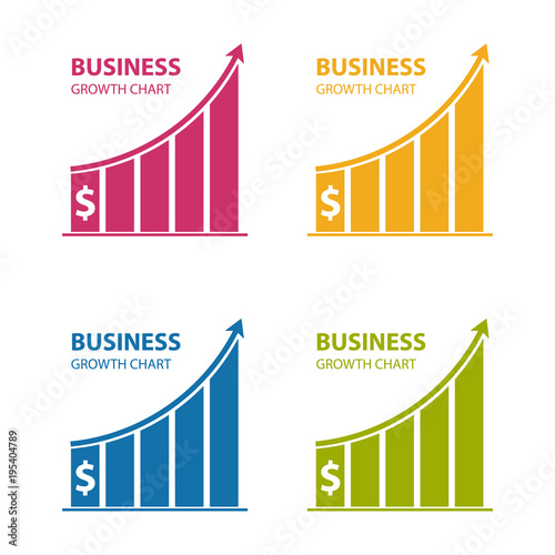Dollar Wachstum Diagramm - Bunte Vektor Illustration - Freigestellt auf weißem Hintergrund