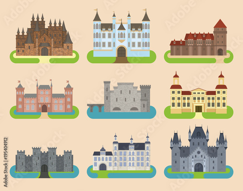 Cartoon old vector castle tower icon flat architecture illustration fantasy house fairytale medieval castle kingstone castleworld cartoon stronghold design fable isolated