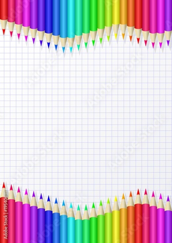 crayons coloured pencils on checkered sheet