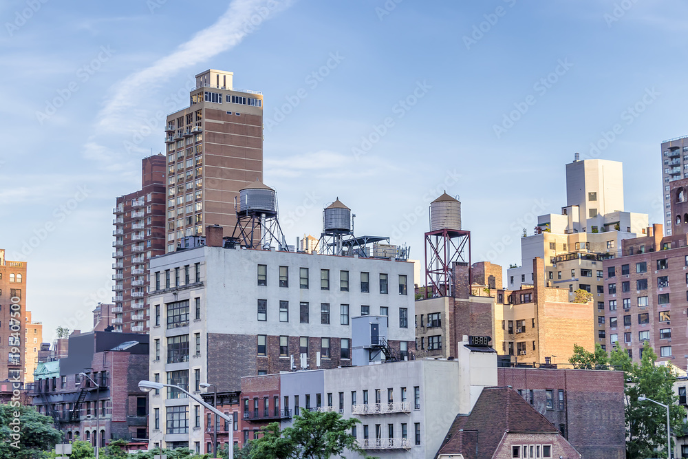 Water towers or rooftop Water Tank on an Apartment Building in New York