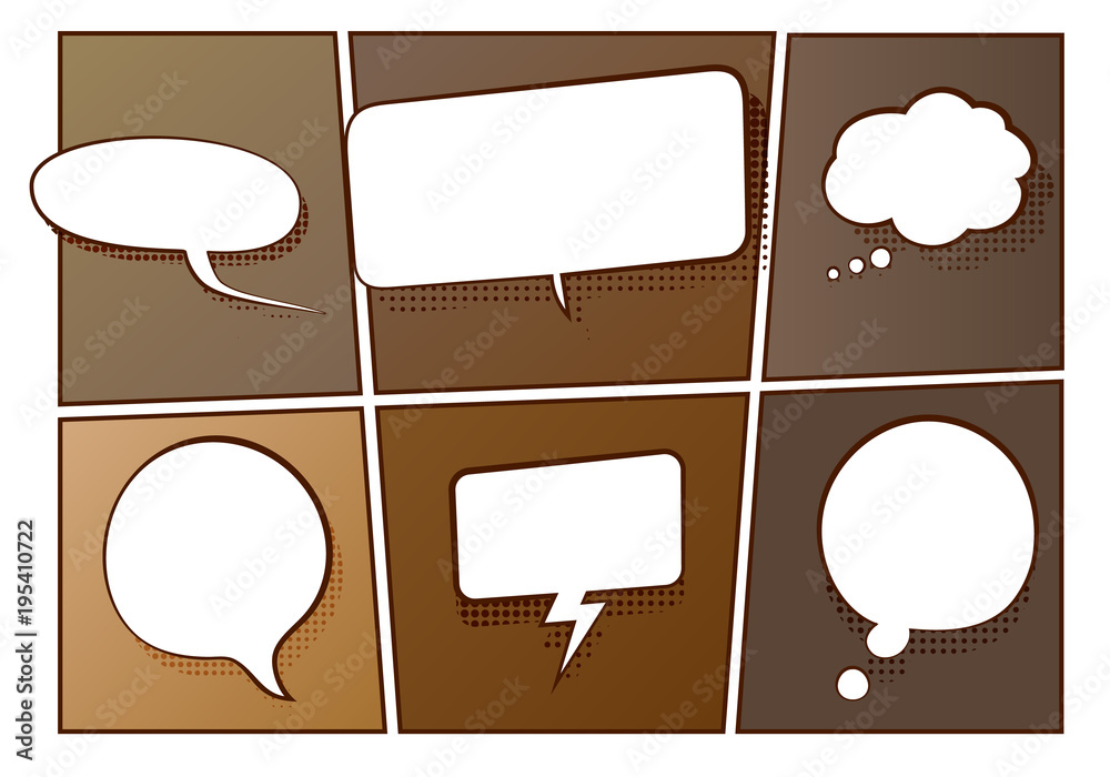 Vector illustration of speech and thinking bubbles on a old vintage ...