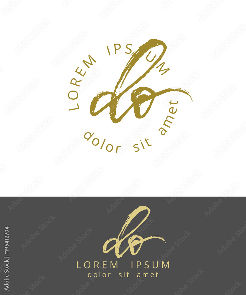D O. Initials Monogram Logo Design. Dry Brush Calligraphy D O. Initials Monogram Logo Design. Dry Brush Calligraphy