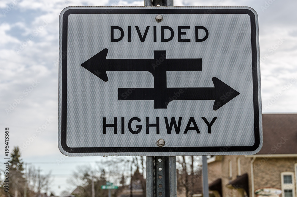 Divided Highway Sign with Icon