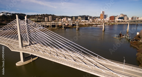 Willamette River Portland Oregon Downtown Bridges Transportation infrastructure photo