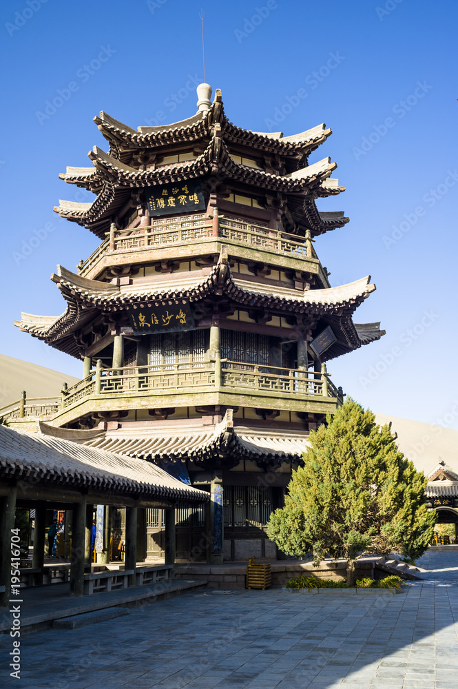 Fototapeta premium Mingyue Pavilion, Dunhuang of China