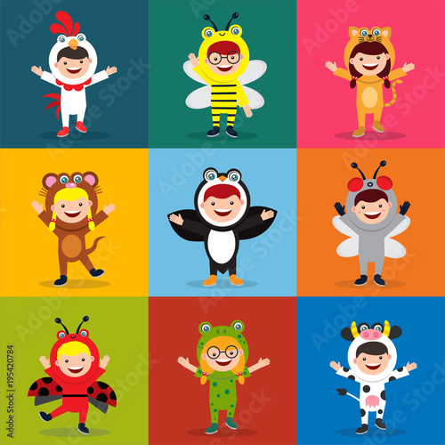 kids in animal costume seamless