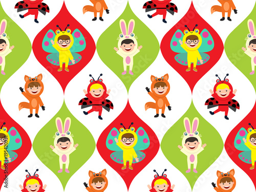 kids in animal costume seamless