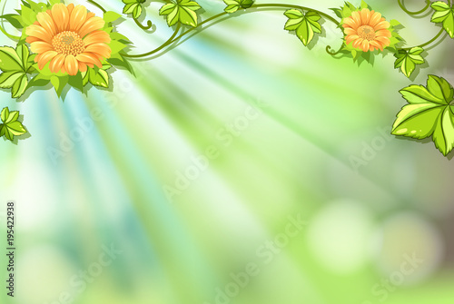 Background design with flowers and bright light